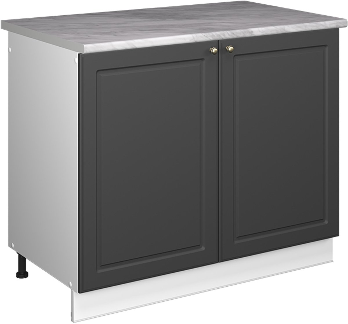 Vicco Wastafelkast Fame-Line, Anthrazit-Gold Landhaus/Wit, 100 cm, WB Marmer