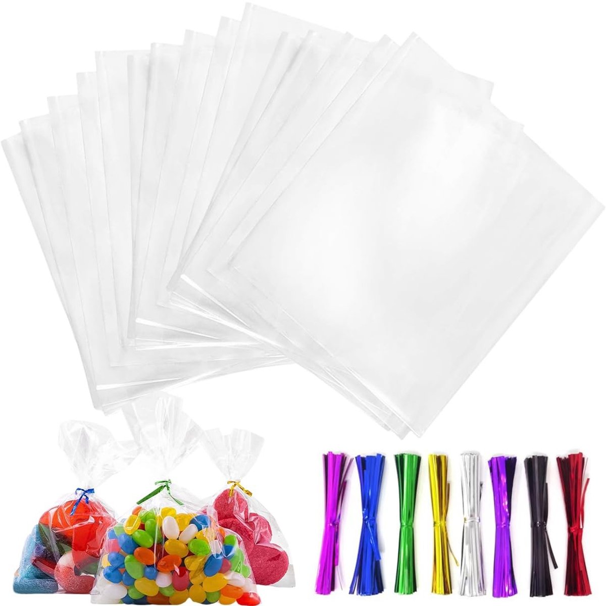 Dailygoods- Cellofaanzakjes 100 stuks - Transparante Zakjes 10x15 cm - Verpakking voor Koekjes/Snoep/Chocolade - Duurzaam en Milieuvriendelijk - Geurloos en Veilig - Verpakkingszakjes