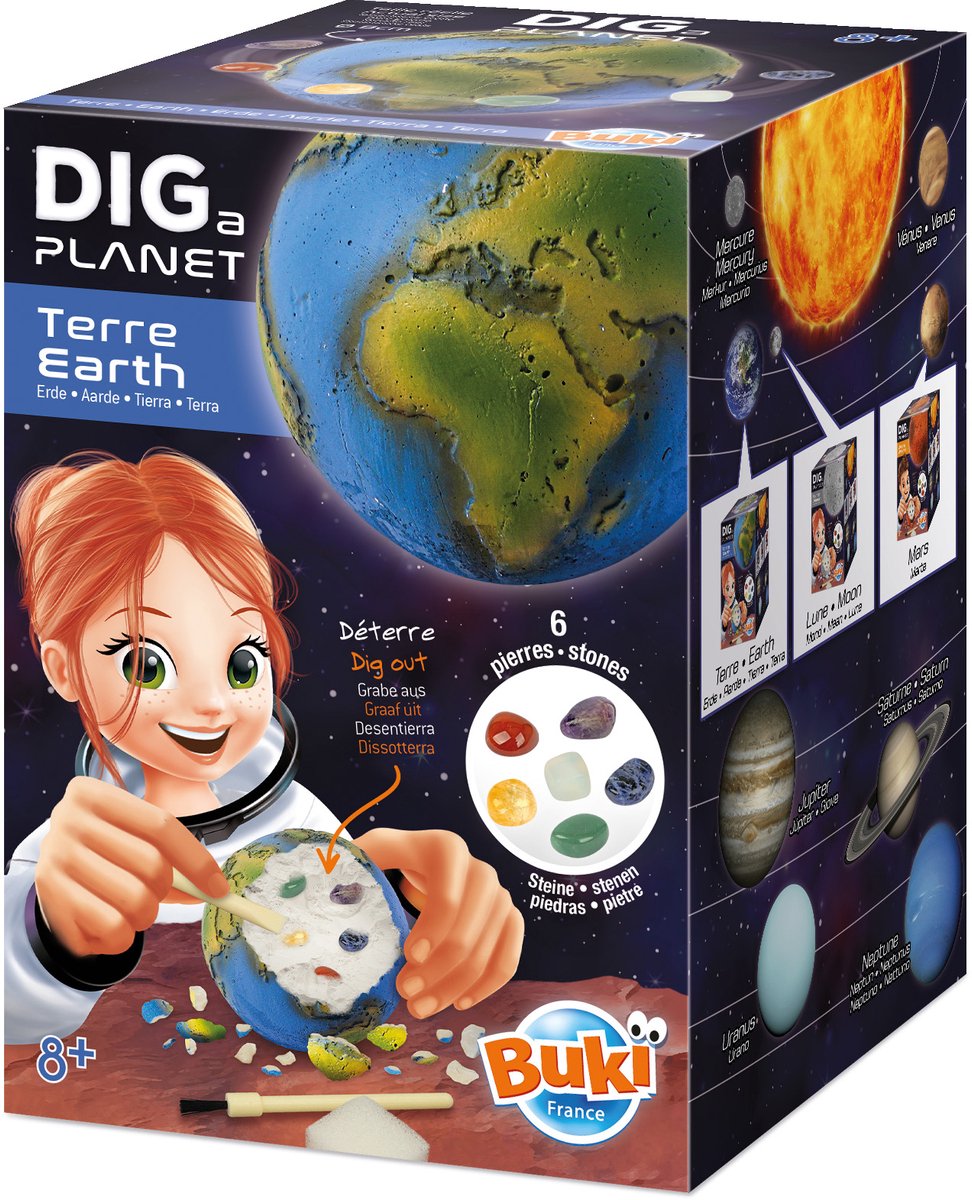 Buki France Buki - stenen uitgraven op de maan - graafset - educatief speelgoed - ontdek en verzamel stenen.