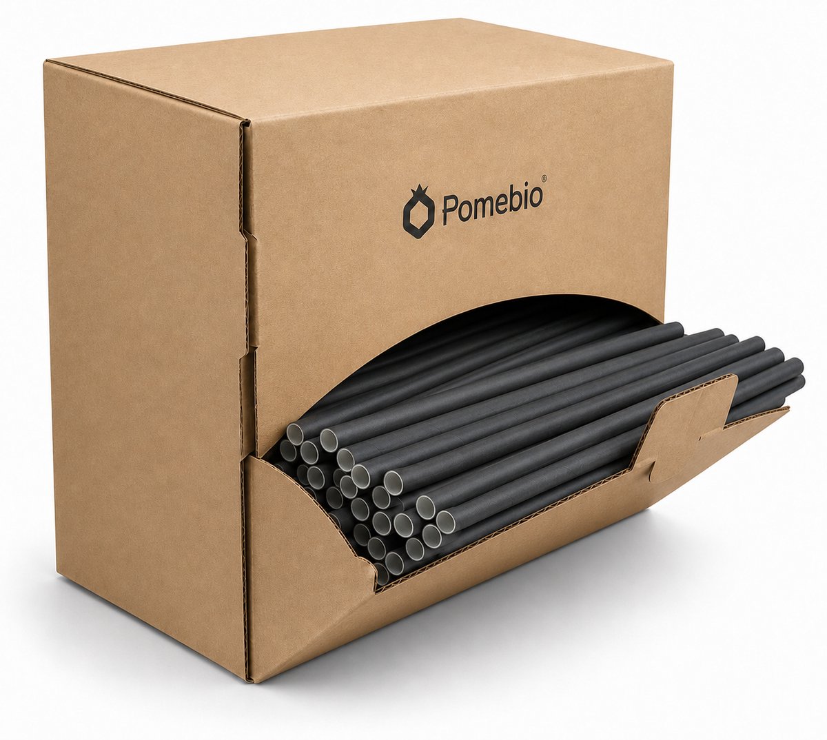 Pomebio papieren rietjes - zwart - 6x195 mm - dispenserbox à 500 stuks