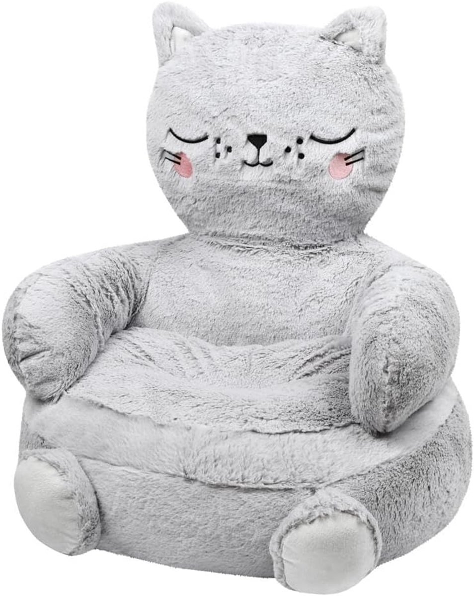 WEB2O Kinderfauteuil Kat - Zachte Poefstoel - 45 cm
