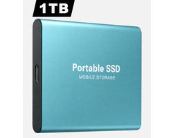 Draagbare SSD Externe Harde Schijf – draagbare SSD – 1TB aan Opslag – Pc storage – Opslag extern pc of laptop – USB 3.1- type C – Portable SSD Mobile storage – Smart Portable – externe SSD – Blauw