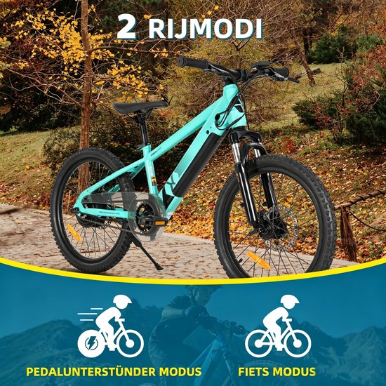 JOYSTAR Elektrische Fiets E-Bike - 20 Inch - Voor Kinderen/Tieners - 250W Motor - 1 Versnelling - Spaakwiel - Mechanische Schijfremmen - Groente van JOYSTAR — afbeelding 4