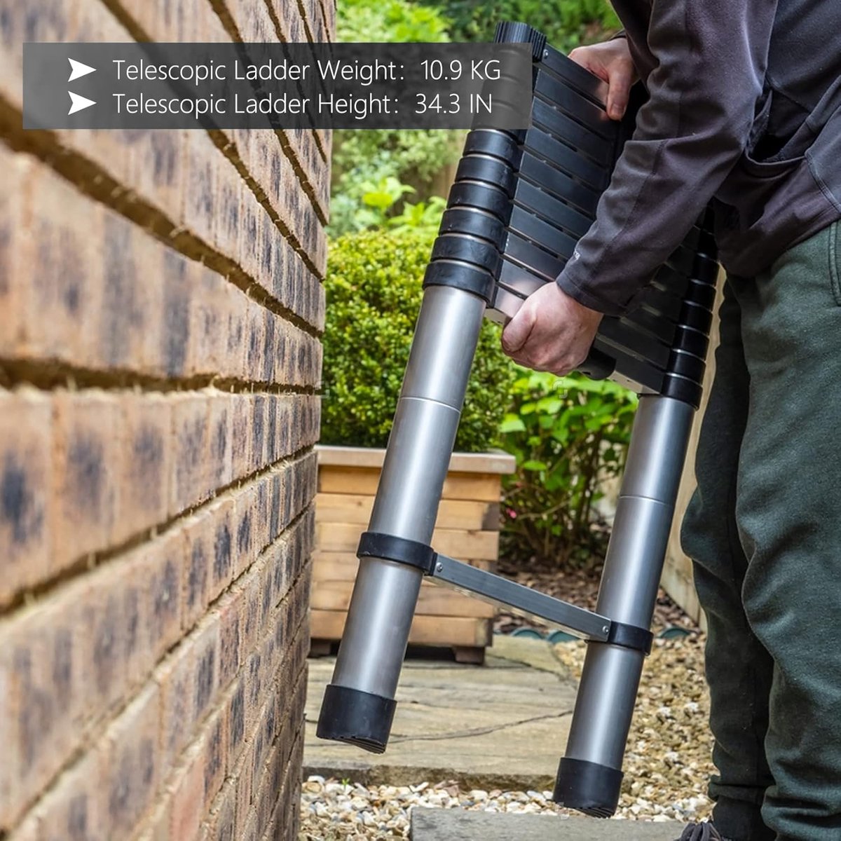 Aluminium telescopische ladder - Vouwladder - Rechte ladder - Trapladder - Schuift naar binnen - Uitschuifbaar - Multifunctioneel - Opvouwbaar - 3,9 meter – foto 4