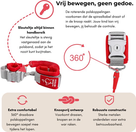 Polstuigje Rood 360 Plus met slotje - Het enige CE gekeurde polstuigje - 2 meter elastisch koord - Kindertuigje van Pol — afbeelding 3