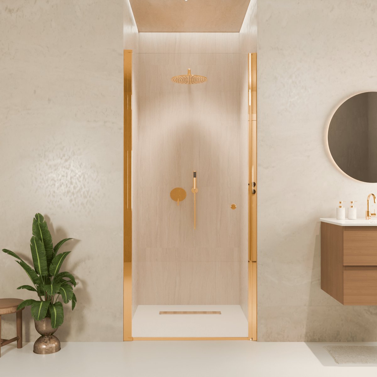 Lomazoo Douchedeur Rio - 90 X 200 Cm - Glanzend Goud - Nano Coating - 6 Mm Helder Glas