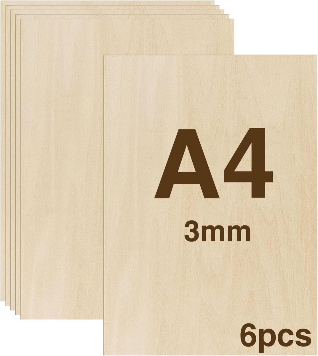 Multiplex Platen - Houten Platen - Houtbewerking Hobby - Glad Oppervlak - A4 3mm 6 Stuks - Houtkleur