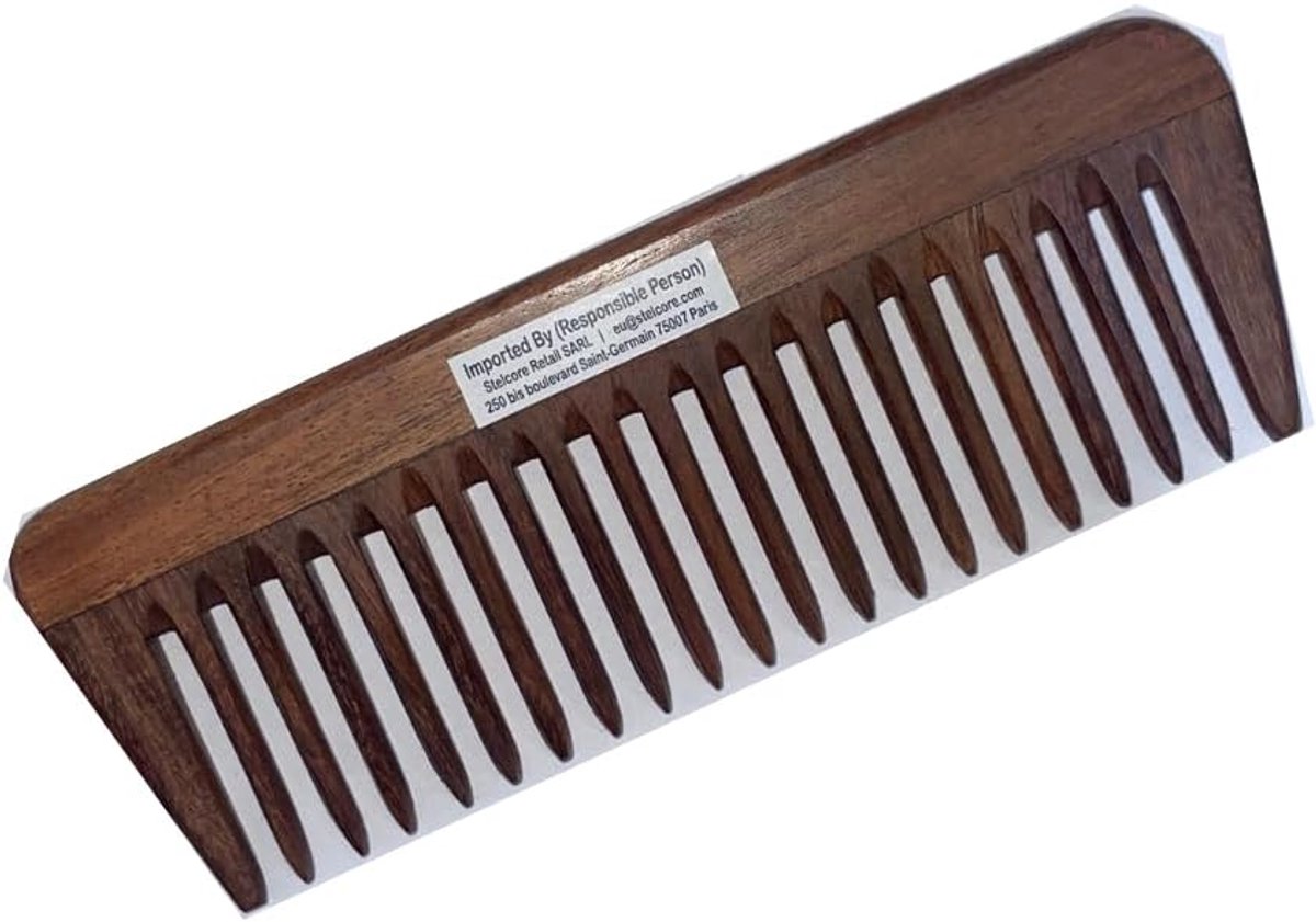 Houten Kam - Niet-statisch Haar - Haar Ontwarren - Handgemaakt Natuurlijk - 19 x 7 cm - Houtkleur