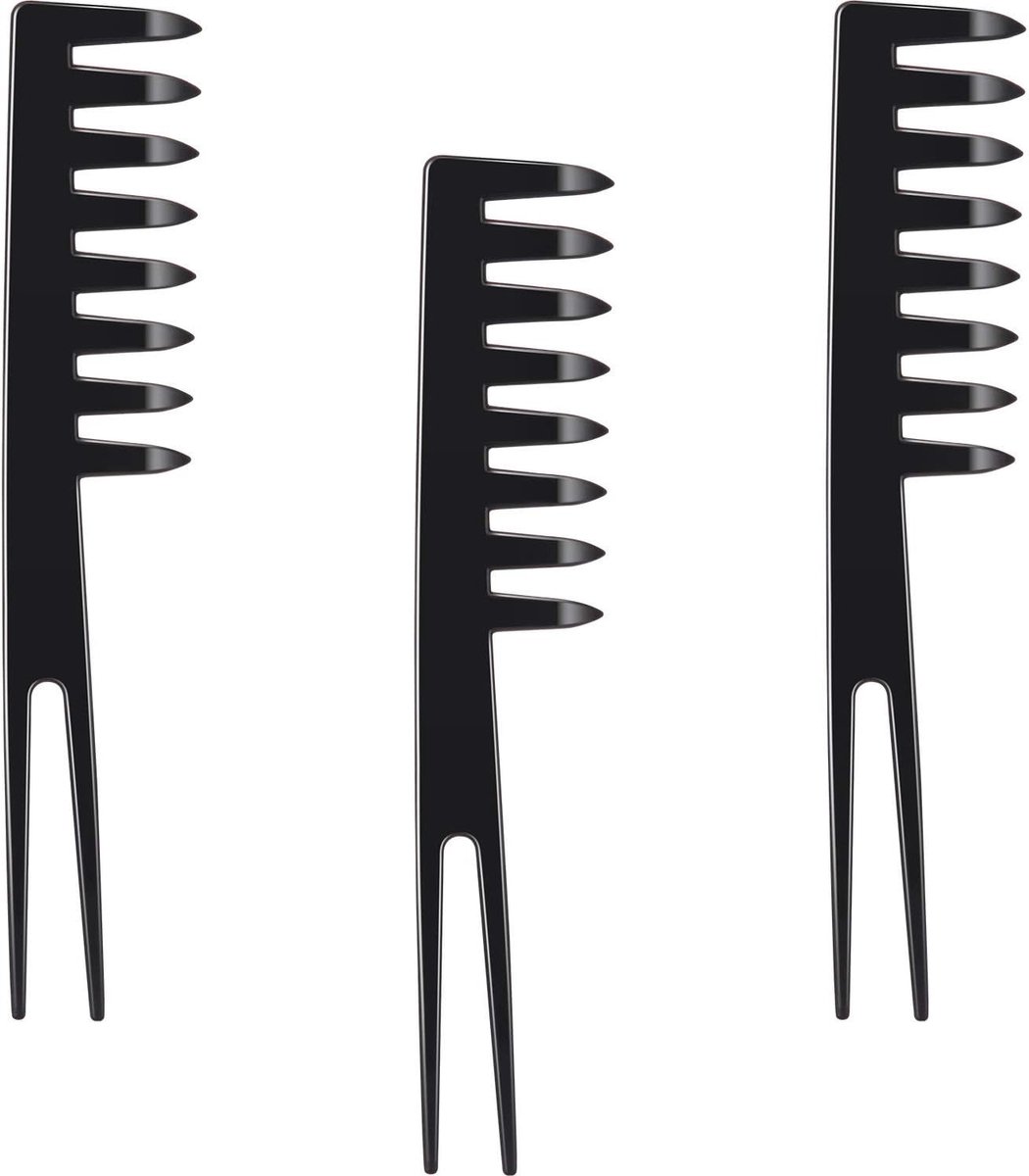 Kam Set - Haarkammen - Haar Ontwarren - Dubbele Tand - 3 Stuks - Zwart
