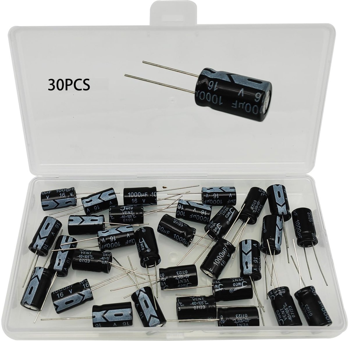 Electrolytic capacitors 1000uF 10 x 17 mm - electrolytic capacity 1000µF 16V - aluminum capacitors 16 volts - 30 pieces
