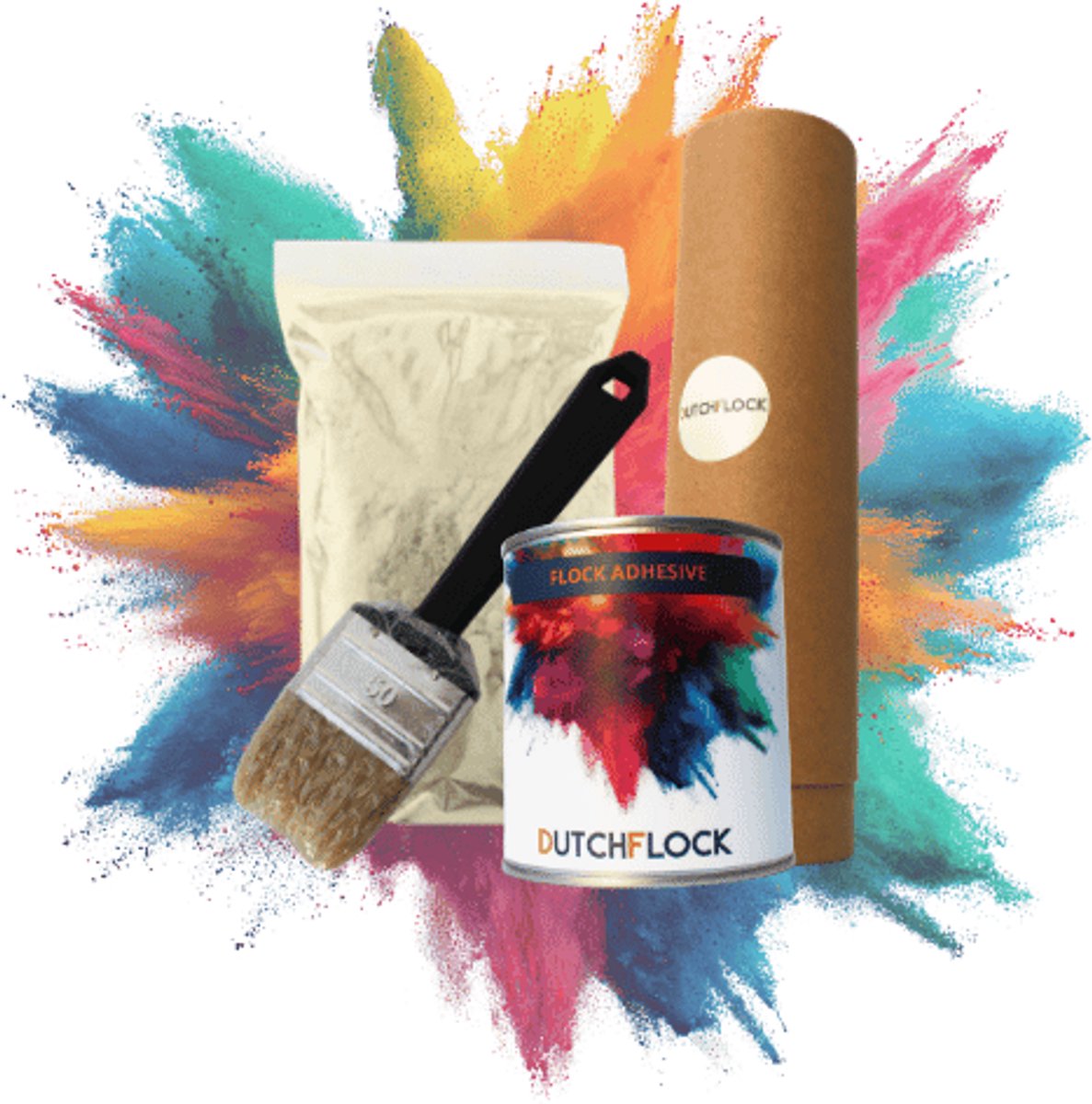 Flocking Kit Lichtgrijs Xtra Large | 600gr. flocking poeder - 750ml flock lijm - applicator - kwast