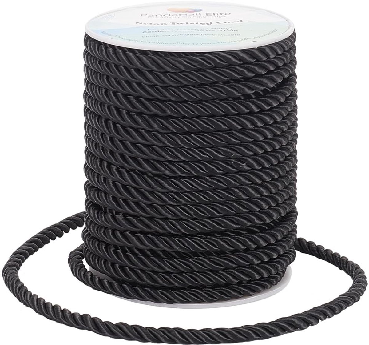 Store_7 - Twisted Cord Rope - Nylon Touw - Duurzaam en Sterk - Zwart - DIY Creatieve Projecten - Perfect voor Handwerk en Versieringen