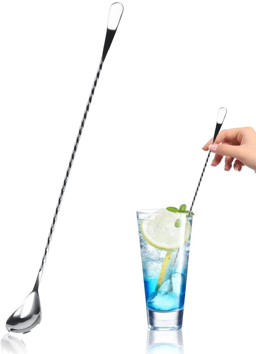 Store_9 - Cocktail Lepel - Bar Lepel met Lange Handvat - Zilver - Perfect voor Cocktail Shakers - Ergonomisch Ontwerp - Vaatwasserbestendig
