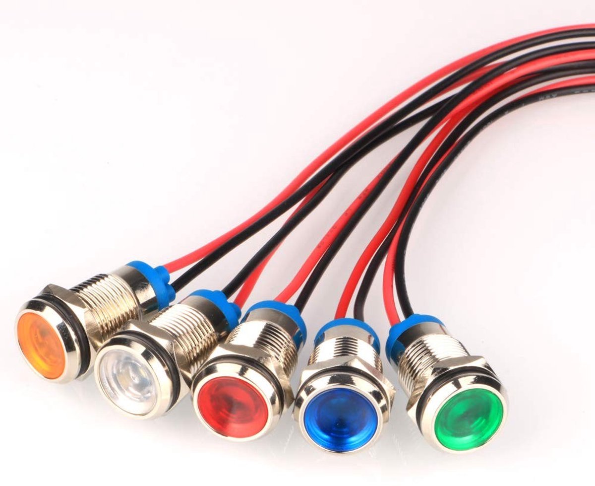 Vt products - LED Controlelampjes - Signaallamp - Waterdicht - Veelkleurig - Voor Auto en Boot - 5 Stuks