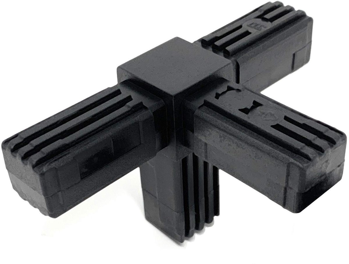 Store_8 - Connector T-stuk - Pijpconnector 90° - Zwart - Geschikt voor vierkante buizen - 5x Set - Ideaal voor afvoerbuizen