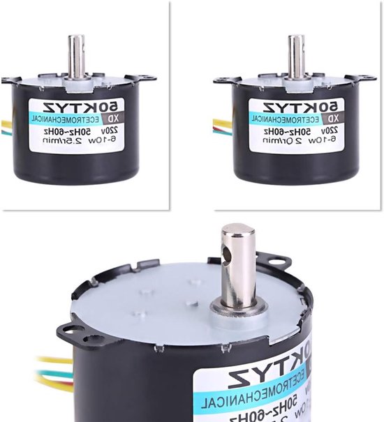 Kleine elektrische permanente magnetische synchrone motor 220V 10W met hoge koppel en metalen tandwielen voor draaiplateau en rotisserie (2.5/20RPM) — afbeelding 3