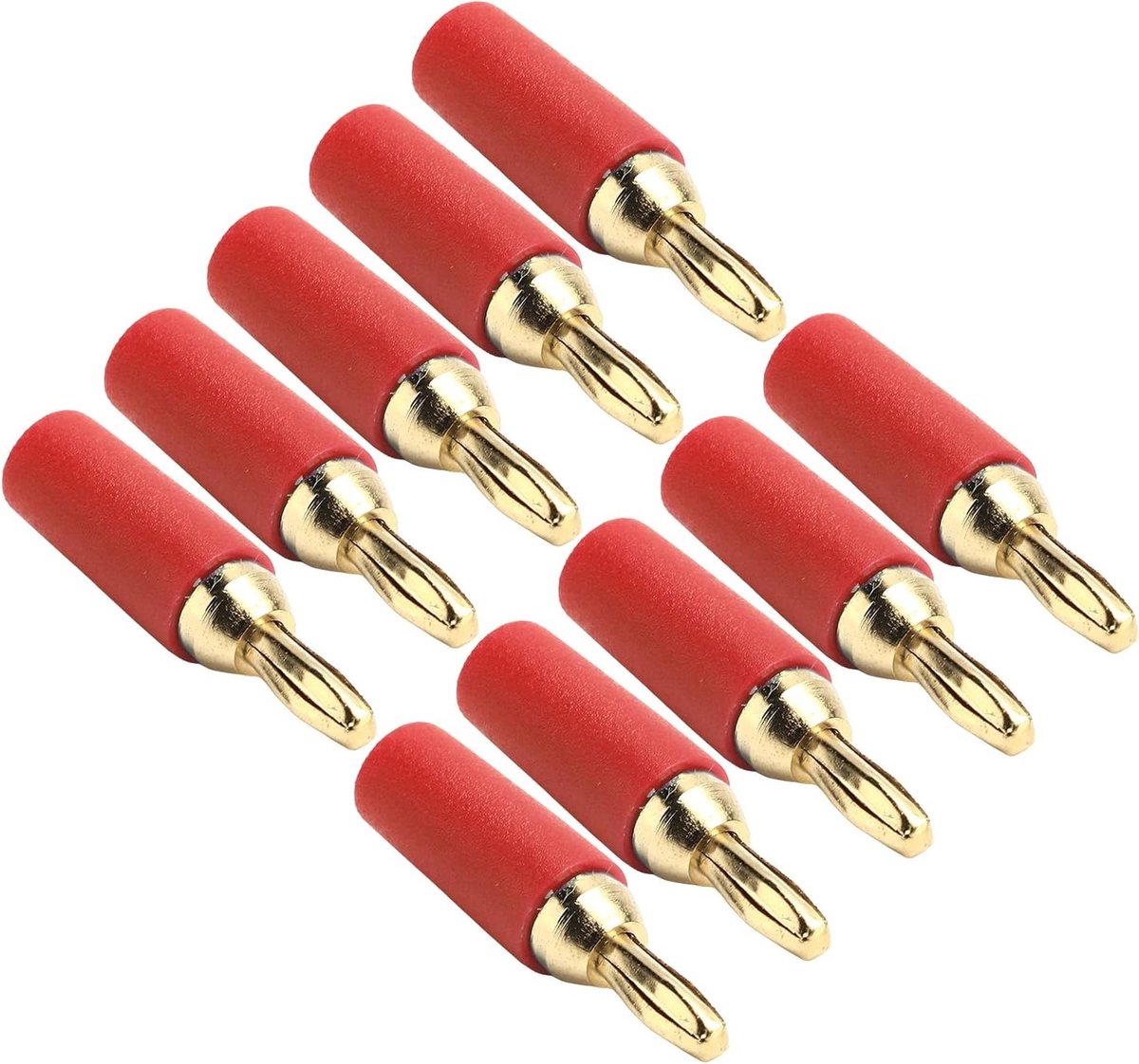 10 Stuks Gouden Banana Plug Connectoren 2.5mm voor Audioverbindingen - Solder Type Mannelijk Accessoire Set met Rood Design