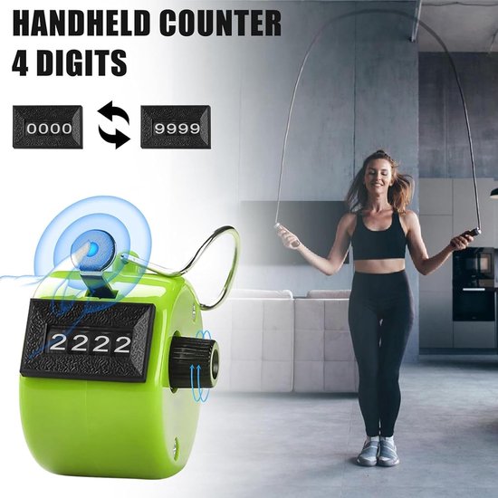 Golfteller - Hoeveelheidsteller Rondeteller - Sport Score Bijhouden - Mechanische Metaalteller - 4-cijferig - Oranje Groen — afbeelding 3