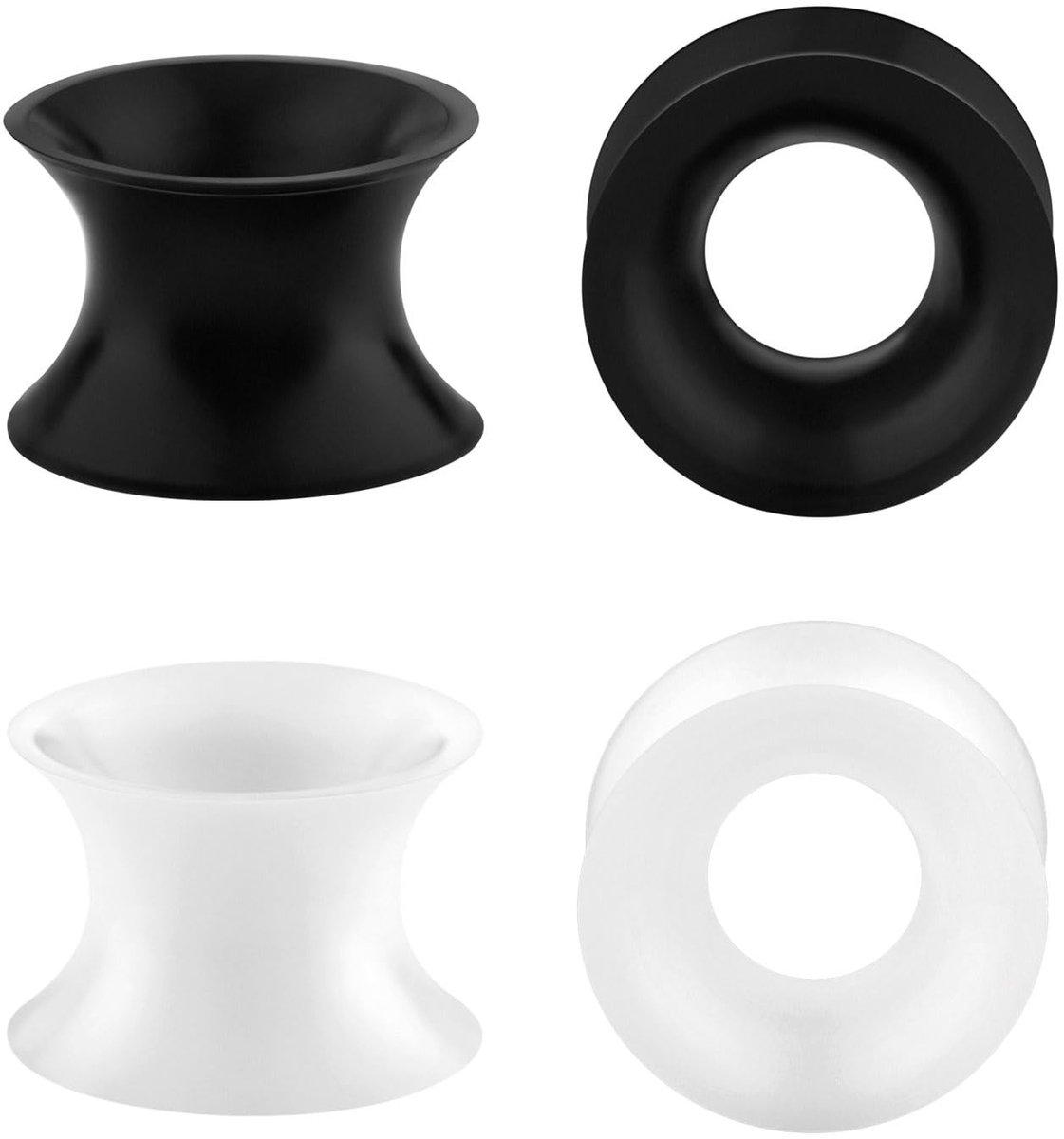 VT Goods - Oorplugs - Extra zachte siliconen tunnels - Zwart en wit - 3-25mm - Comfortabel - Geschikt voor elke gelegenheid - Mode accessoire