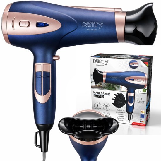 Camry® Premium Föhn CR 2269 – Krachtige 2400W Salon Performance -Haardroger - Fohn met diffuser - Ionische Fohn - Koud & Warm - Krullen & StijlHaar