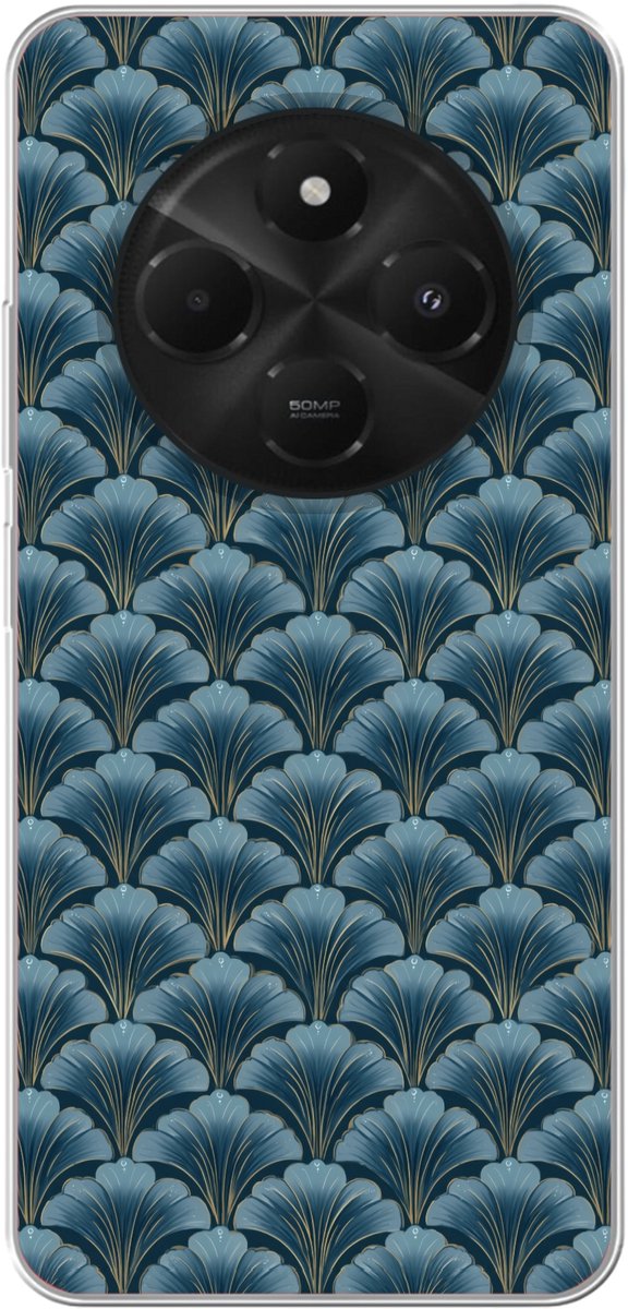 Telefoonhoesje Geschikt voor Xiaomi Geschikt voor Poco C75 hoesje - Patroon - Ginkgoblad - Blauw - Siliconen Telefoonhoesje Telefoonhoesje
