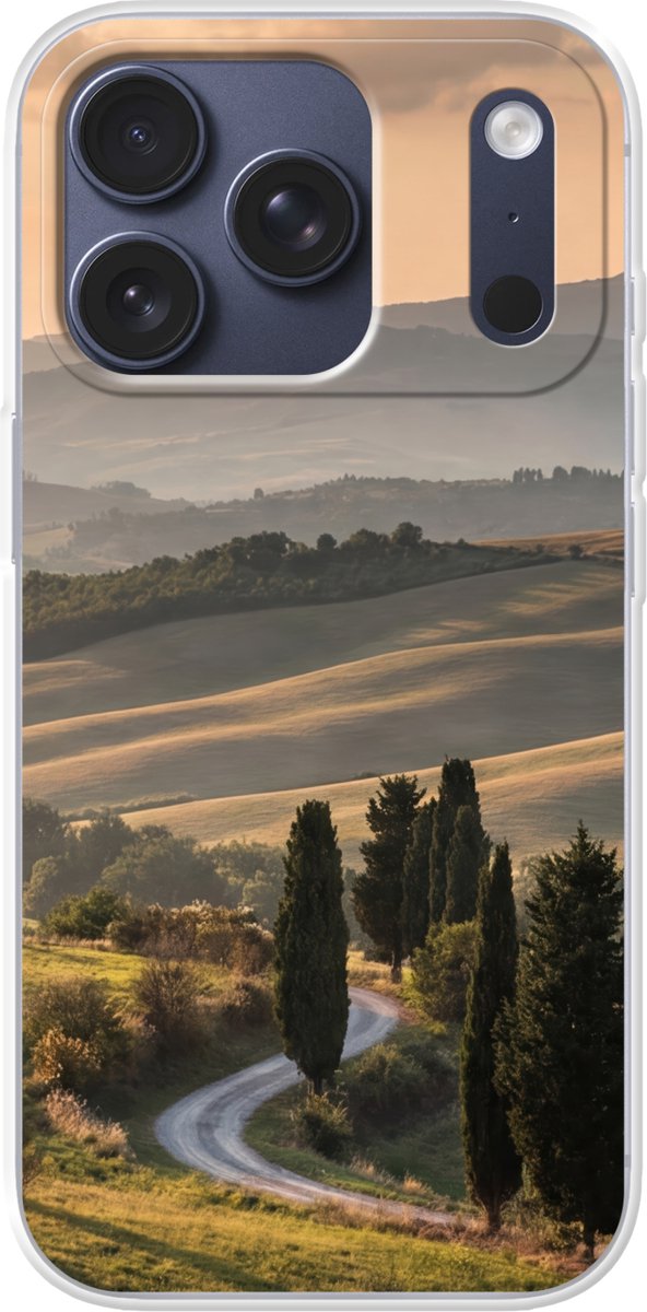 Telefoonhoesje Geschikt voor iPhone 17 Pro hoesje - Toscaans - Landschap - Heuvels - Siliconen Telefoonhoesje Telefoonhoesje