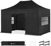 VONROC Easy-Up Partytent – 3x4.5 m - Premium easy-up Partytent - Set incl. Zijwanden - Modu-lair Ontwerp – Opvouwbaar – Waterdicht – Stalen Frame - 50+ UV Bescherming - Incl. Opbergtas - Zwart