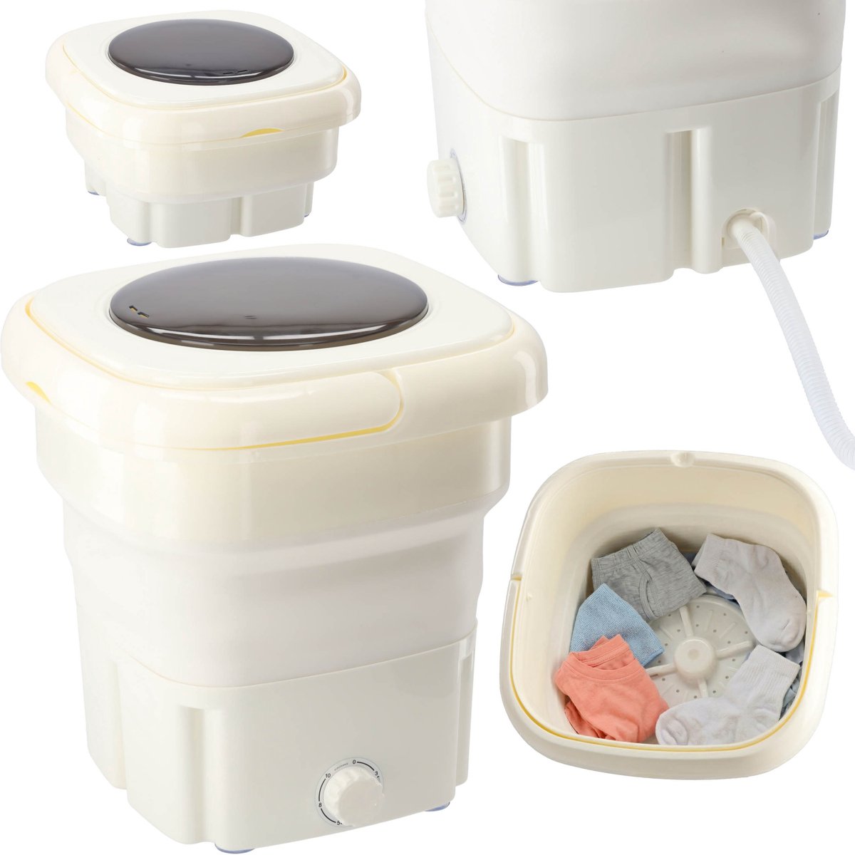 Opvouwbare reiswasmachine, draagbare miniwasmachine voor op de camping, centrifugefunctie 33x35x39 cm 18l