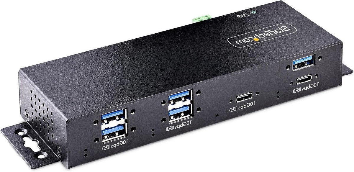 Industriële USB Hub - 7-Poorts Hub - Snelle Data Overdracht - Robuuste Metalen Behuizing - 10Gbps - Zwart