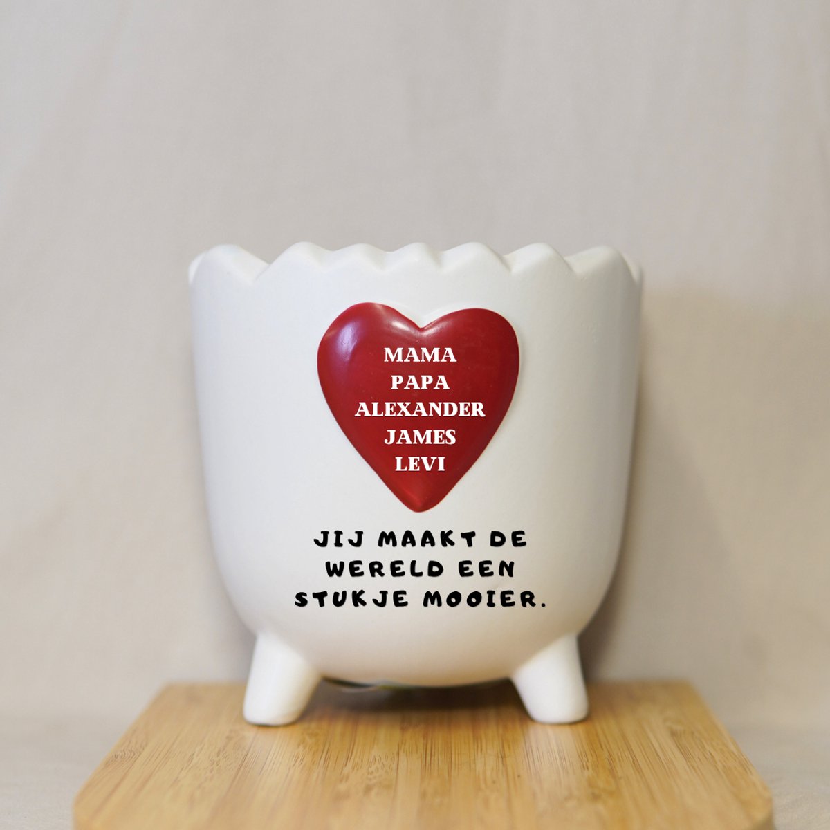 Gepersonaliseerd Cadeau voor Mama - Bloempot Binnen - Wit - Aardewerk - 12,5x12,5cm - Moederdag - Moederdag Cadeautje - Moederdag Cadeau voor Mama