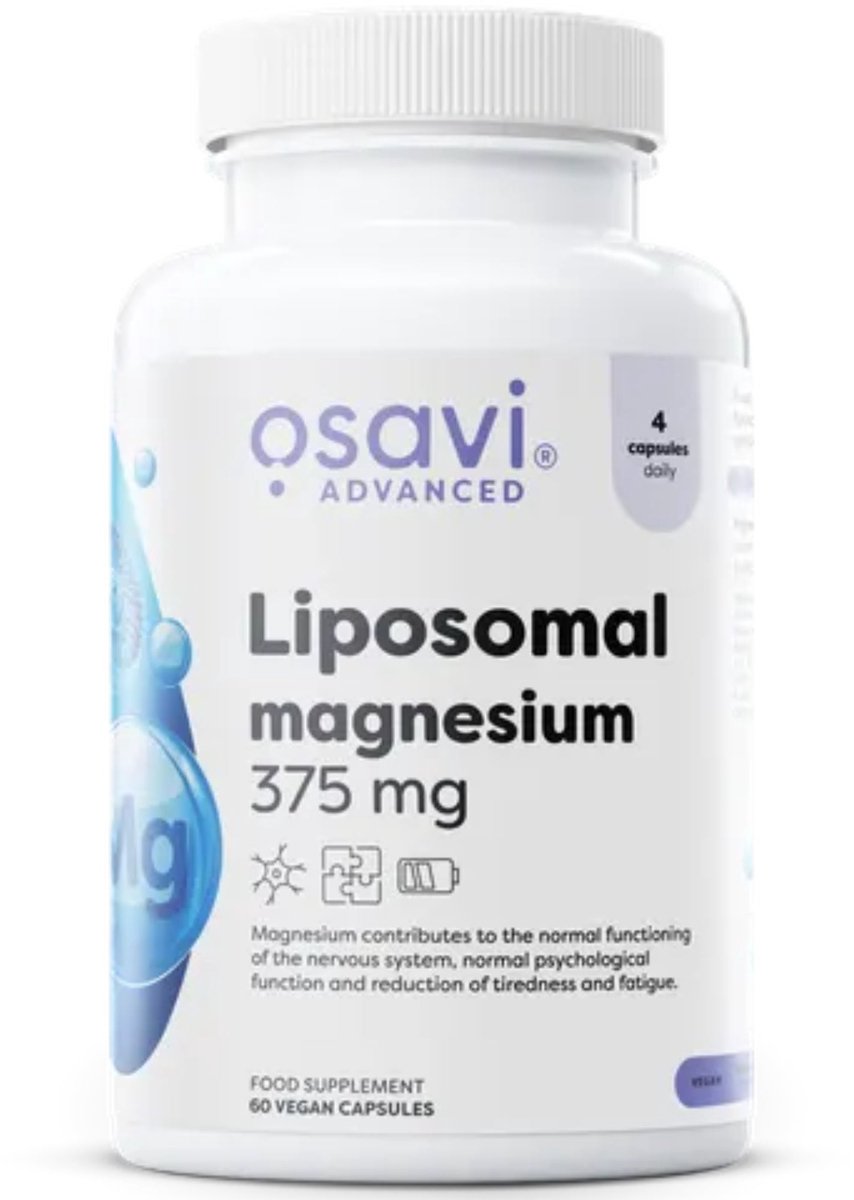 Osavi Liposomale Magnesium 375mg 60 Capsules - Magnesiumcitraat met Liposovit® Technologie voor Betere Opneembaarheid - Veganistisch