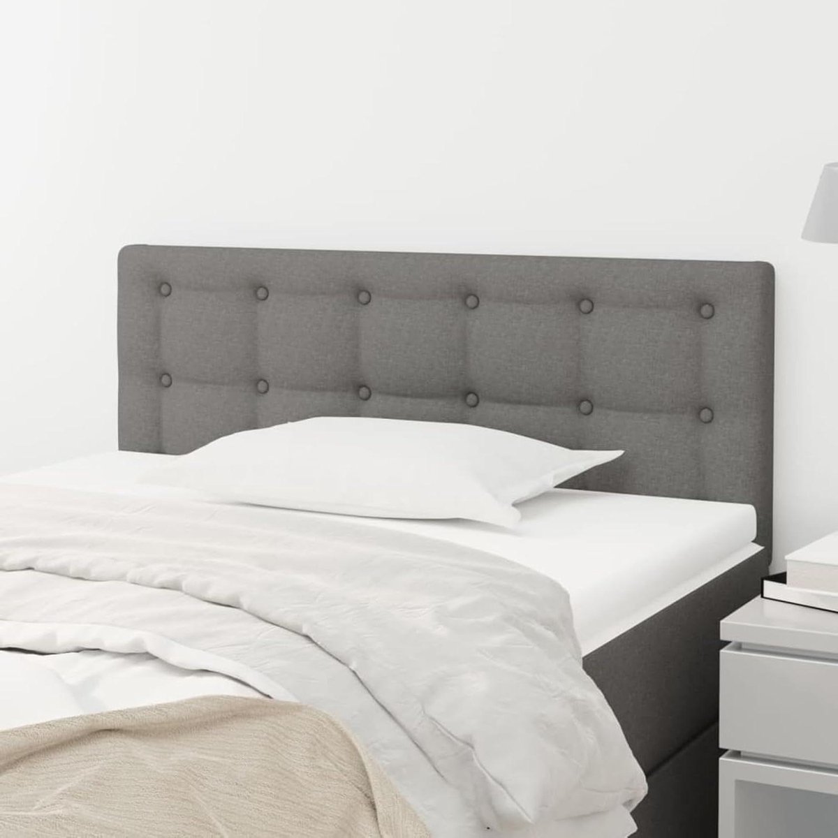 Hoofdbord Gevoerd - Bedhek Stof - Bed Compleet Maken - In Hoogte Verstelbaar - 100 x 78/88 cm - Donkergrijs