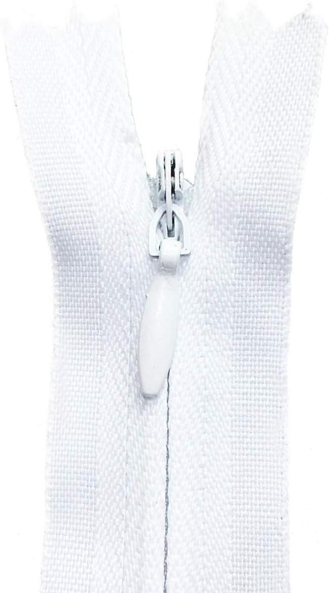 Nylon Spoel Ritsen - Kleding Ritsen - DIY Naaien - Onzichtbaar Ontwerp - 36 cm - Wit