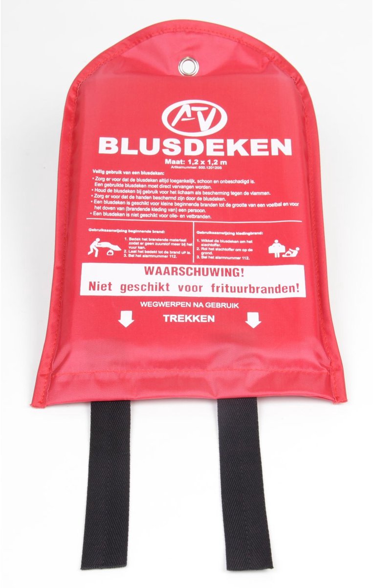 Blusdeken 120x120 cm – Enkellaags Branddeken met Opbergtas - voor Keuken, Auto, Camping & Caravan - ATV
