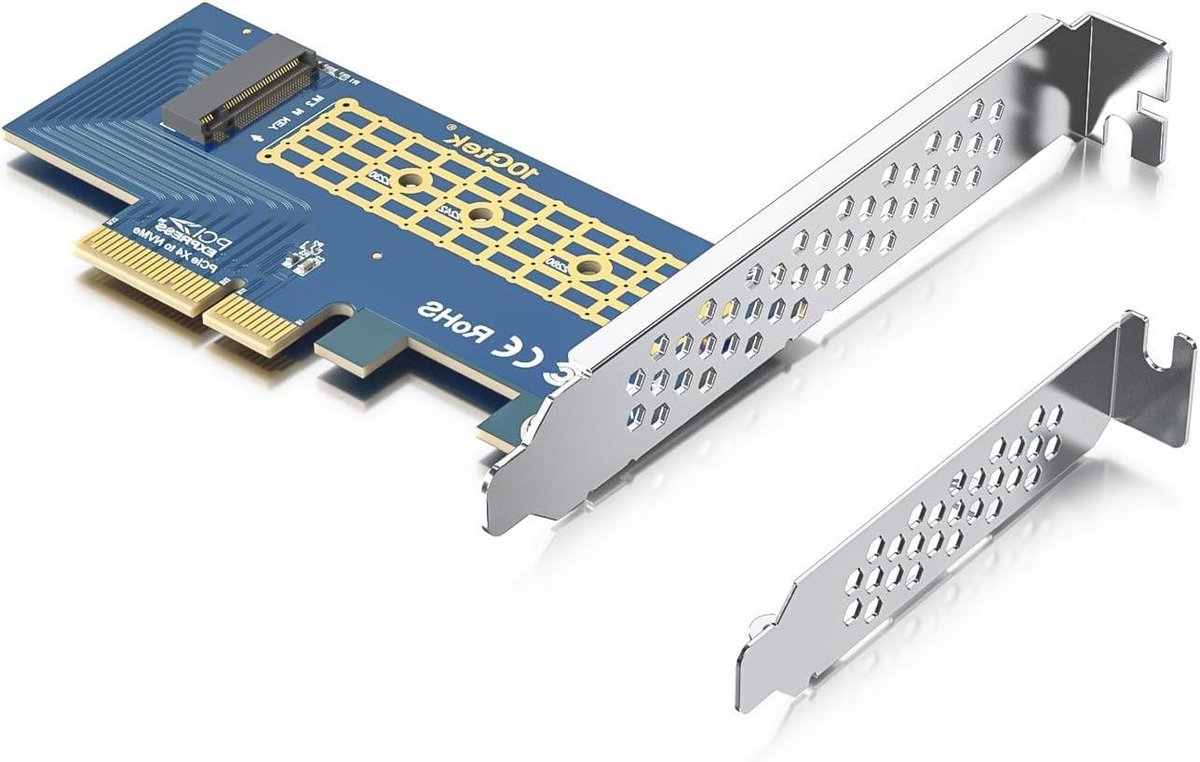 M.2 NVMe Adapter - PCIe naar M.2 - Opslag Uitbreiden - Ondersteunt 4 SSD Formaten - 2280 - Zwart