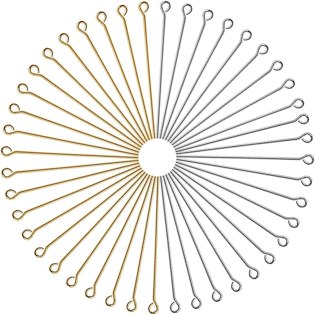 50mm Open Eye Pins in Zilver en Goud - 700 Stuks voor Oorbellen, Hangers en Sieraden DIY Creaties