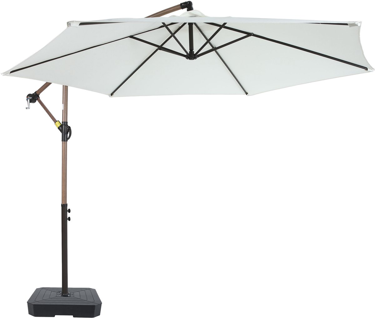 AXI Dion Zweefparasol Ø 300cm Eikenlook/beige – Gepoedercoat frame - met Parasolvoet