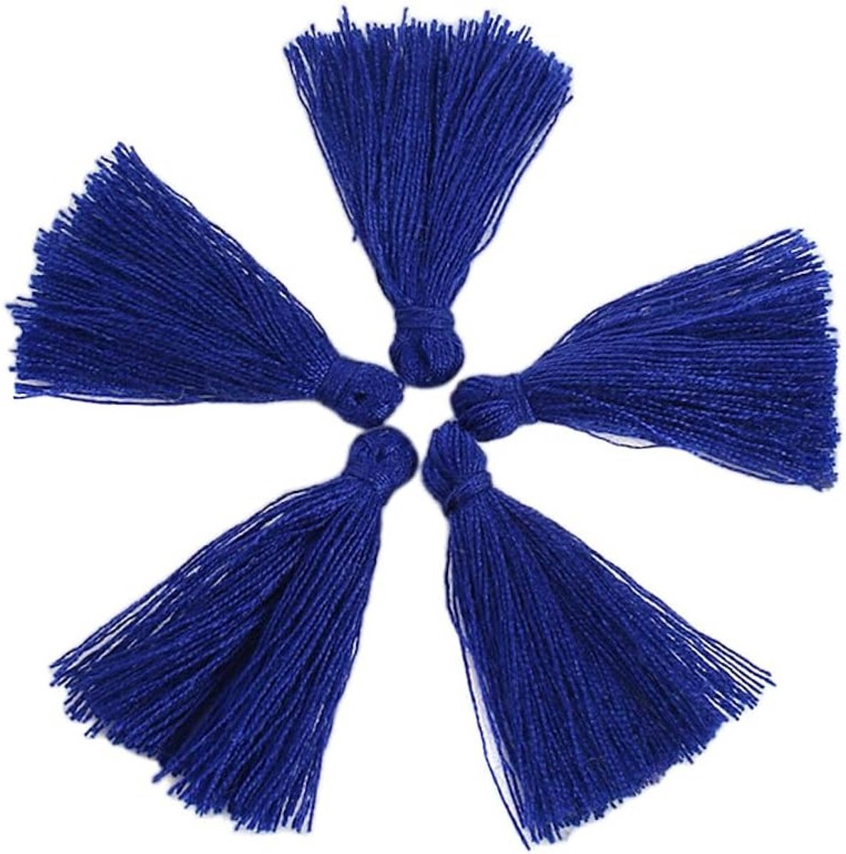 Mini Tassels 3cm - 100 Stuks Handgemaakte Katoenen Kwastjes voor DIY Sieraden, Tassen en Creatieve Projecten in Royal Blue