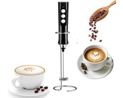 KZQ Melkopschuimer Professionele 3-in-1 USB-C Draadloze Elektrische Klopper met Oplaadstation 3 Snelheden & 3 Verwisselbare Koppen voor Cappuccino Latte Eieren Kloppen Ideaal Keukenmixer