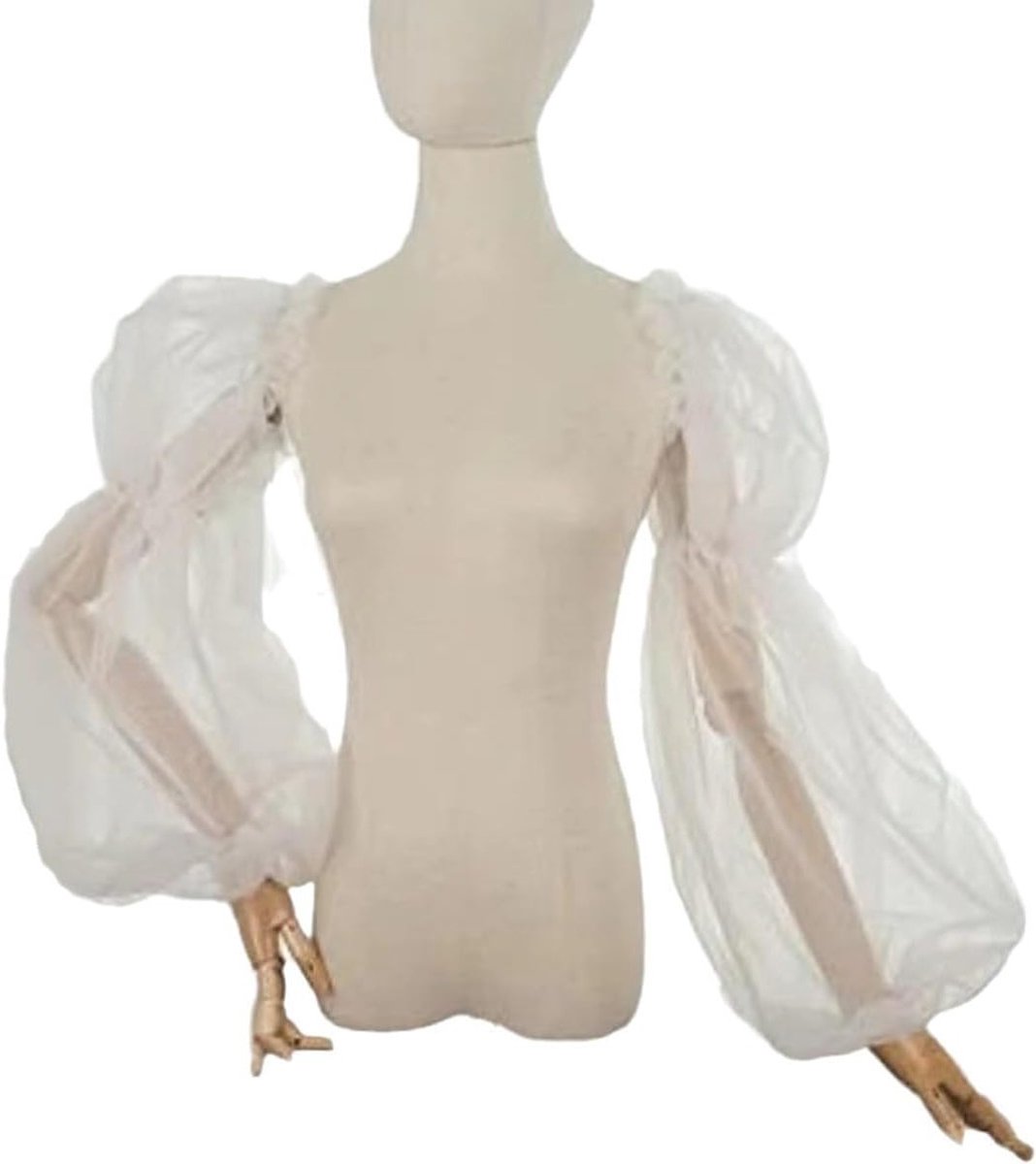 Detachable Puff Sleeves voor Bruidsjurk - Witte Tulle Mouwen met Spandex Band, Transparante Armwarmers en Vingerloze Handschoenen voor een Elegante Bruiloft