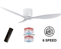 Casa Living Plafondventilator - Plafondlamp - Stille Ventilator - Led Verlichting - Inclusief Afstandbediening - Wit - 105CM