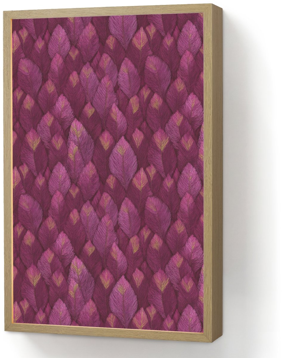 Wandlamp 40x60 cm - Oplaadbaar - Bladeren - Patroon - Burgundy - Wandlampen binnen woonkamer - Slaapkamer lamp - Decoratieve nachtlamp - Vloerlamp draadloos