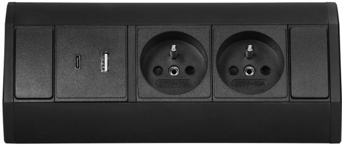 Orno Serie - Dubbele Inbouwdoos - USB A/C - Zwart - 230V