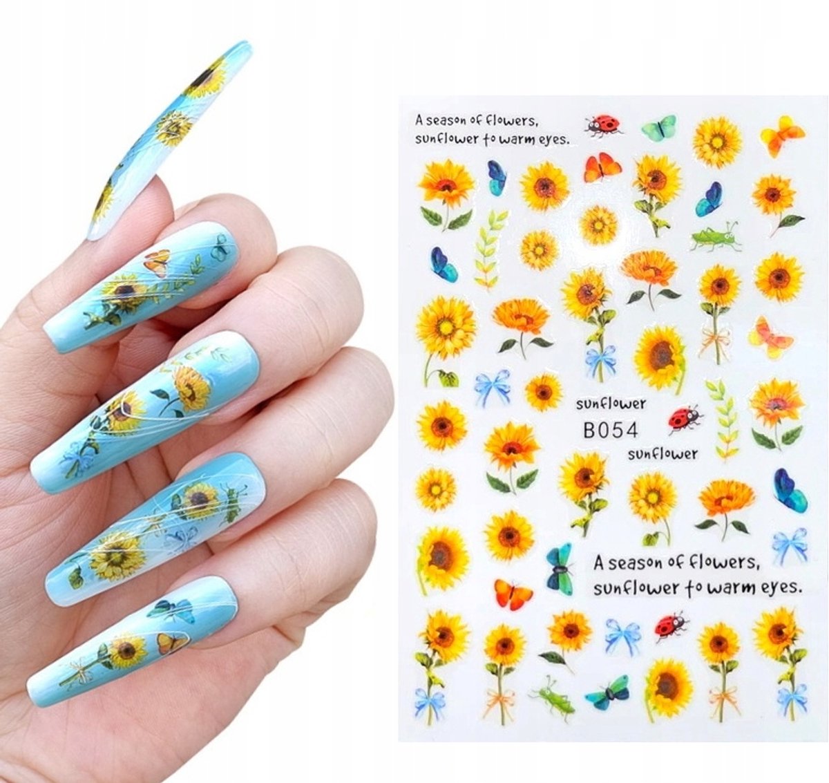 Frezarkowo - Zelfklevende Nagelstickers - Zonnebloemen - B-054