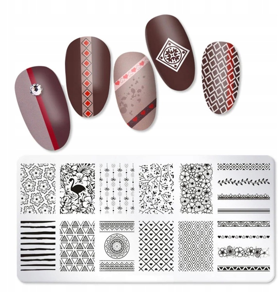 Born Pretty - Nagel Stamping Plaat - Kwiaty en Mandala - 12x6 cm