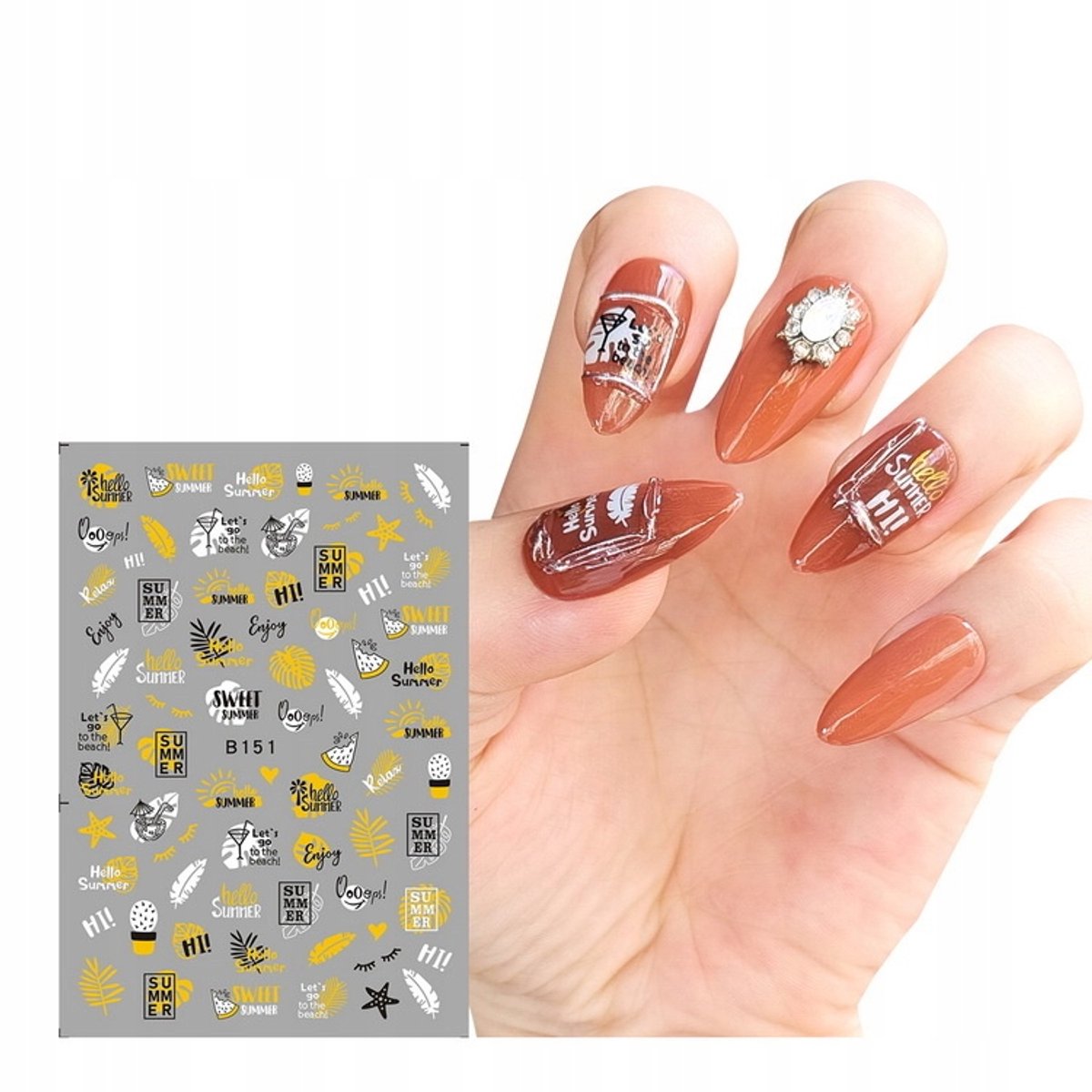 Frezarkowo - Zelfklevende Nagelstickers - Zomerontwerpen - 9,5 x 6,5 cm - 1 stuk