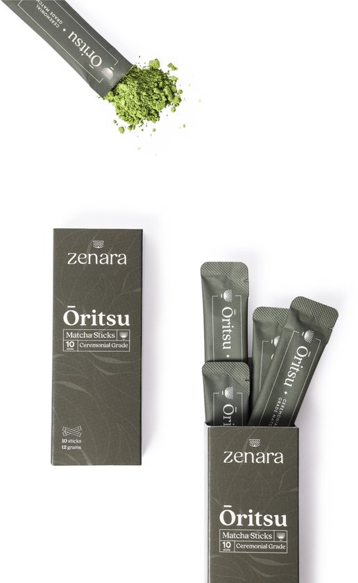 Zenara - Ceremoniële Matcha Poeder – Matcha – Premium First Harvest – Matcha Sticks – 30 Stuks