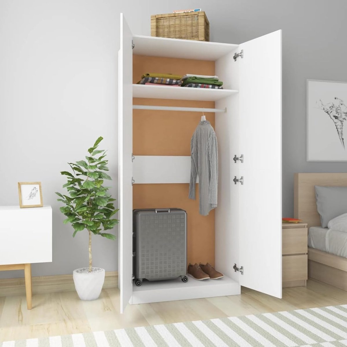 Luxe Kledingkast – Wit – 90x52x200 cm – Industrohome