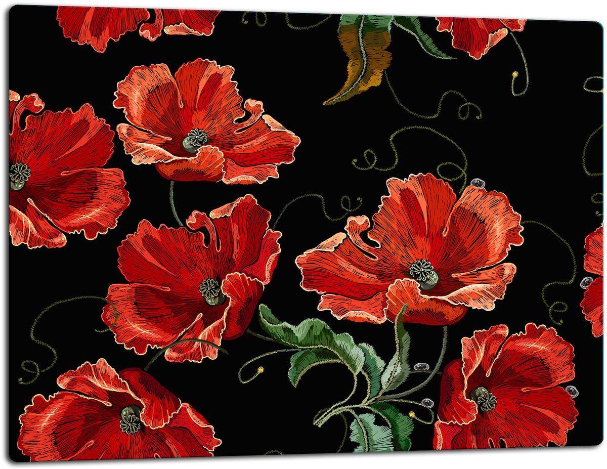 TMK ArtDeko - Snijplank - Glas - 52x40cm - Bloemen