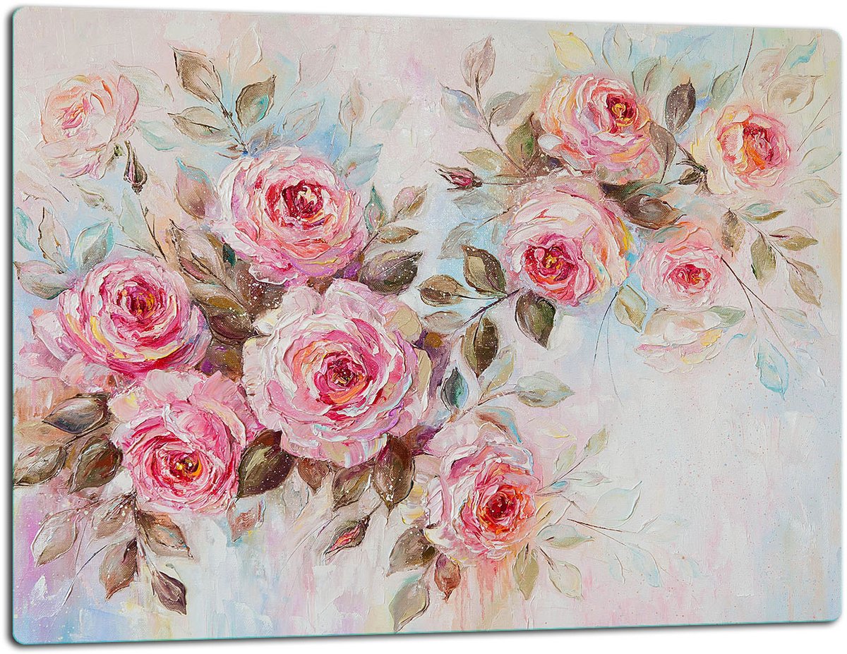 TMK ArtDeko - Snijplank - 52x40cm - Kleurige Rozen - Veilig Glas - Decoratief